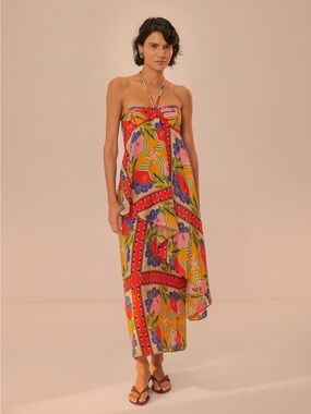 FARM Rio | Dresses | Farm Rio Palm Tree Embroidered Dress S Nwt